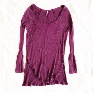 FREE PEOPLE PURPLE LONG SLEEVE KNIT TOP SZ MEDIUM